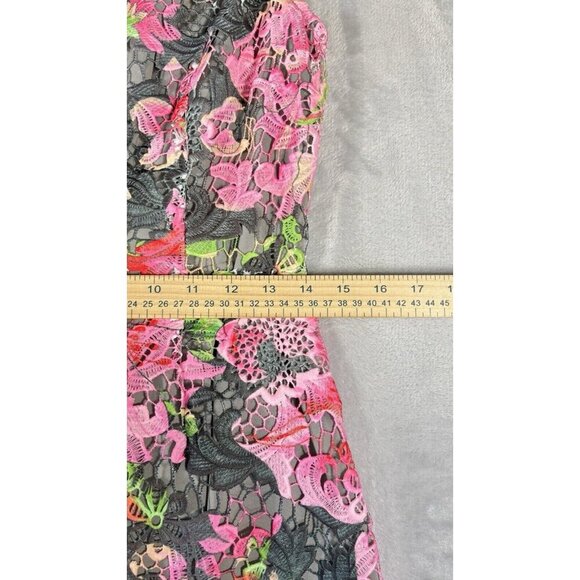 J. Peterman Pink Gray Lace Chromatic Dress Floral Medi Zip UP  Women’s Size 4 - Picture 4 of 11